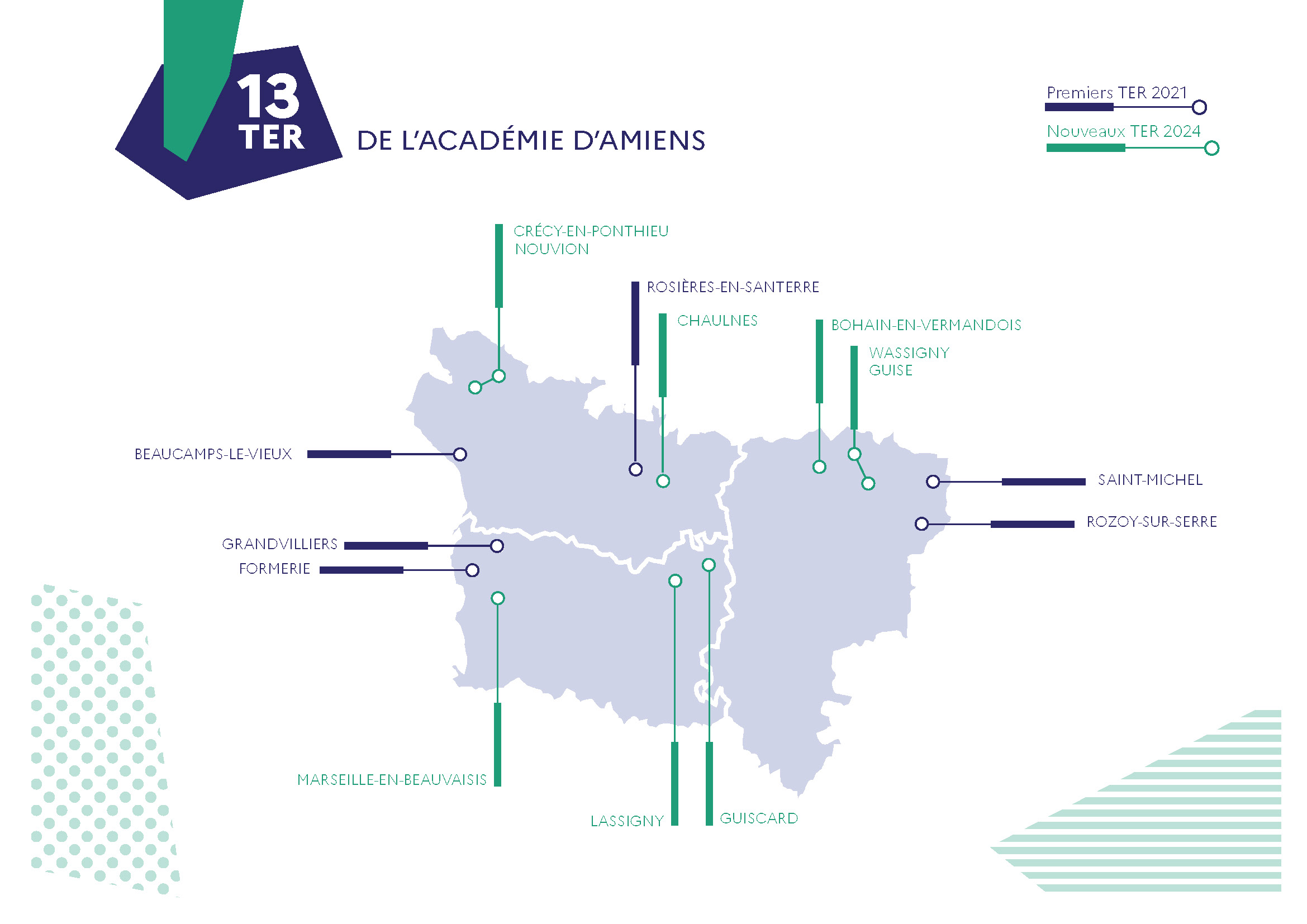Carte des TER académie Amiens