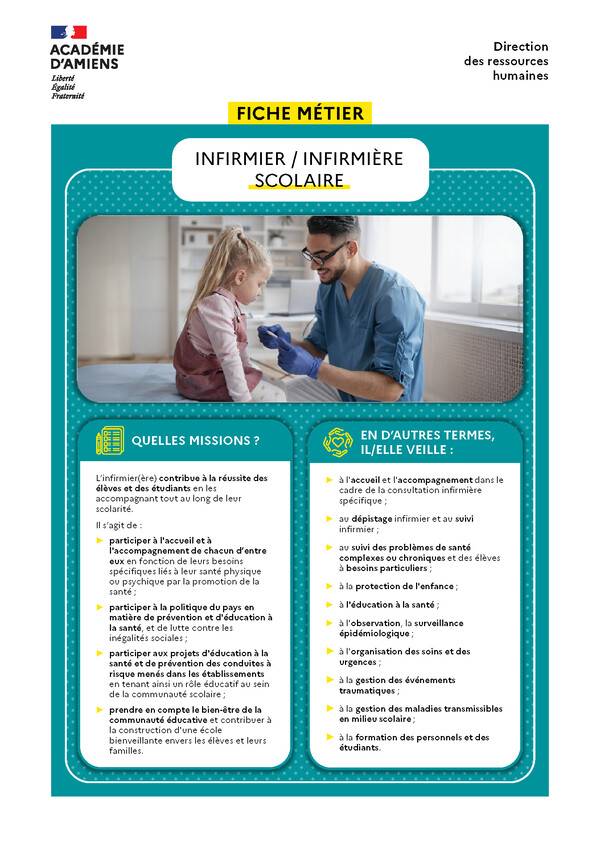 Fiche métier :  infimier scolaire